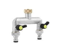 WUYXTO Répartiteur de Tuyau 2/3 Voies, Robinet Jardin en Alliage Zinc 3/4 po, vanne Marche/arrêt individuelle, connecteur d'arrosage extérieur, Distributeur pour Arrosageux(Silver-2 Way)