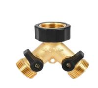 WUYXTO Répartiteur de Tuyau, connecteur Multi-Robinet, Adaptateur d'eau Jardin à 2 Voies, Distributeur Voie Y, Robinet débit indépendant pour Arrosageux(Gold-3pcs)