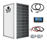 WUZECK Kit de panneau solaire monocristallin 150 W 12 V 150 W avec régulateur de charge solaire 30 A 12 V/24 V + câble solaire Kit complet 12 V pour batteries de camping-car, caravane, module PV