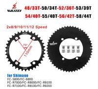 WUZEI Plateau de pédalier double 110BCD pour vélo de route, 2x10/11/12 vitesses, couronne 48T/33T 58T/44T pour Shimano 105 Ultegra R8000 50T-34T 110BCD