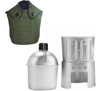 WUZIA Kit de cantine en aluminium 900 ml / 30.43oz, ensemble de désordre extérieur avec réchaud et pochette de transport pour le camping, la randonnée, la survie
