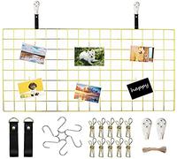 WUZILIN Grille Murale, Panneau de Maille de Bricolage comme Mur de Photos décoratif, Tableau d'affichage ou Tableau de Notes, pour la Cuisine, Le Bureau, etc., 40 x 80 cm, Couleur Or