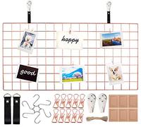 WUZILIN Grille murale, panneau grillagé à monter soi-même comme mur photo décoratif, tableau d'affichage ou tableau mémo, pour accrocher des photos dans la cuisine, le bureau, 40 x 80 cm, or sport