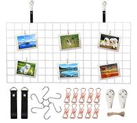 WUZILIN Grilles Murales Blanches - Décoration Murale - Grillage Multifonction - Grille en Fer DIY - Tableau d'Affichage pour Accrocher des Photos de la Famille