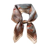 WUZININGLE Écharpe carrée 100% soie de mûrier véritable, 68 cm, en soie naturelle, dans un emballage cadeau, Wave Brown, 27 x 27 inches