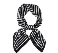 WUZININGLE Foulard carré moyen 100 % pure soie de mûrier 68,6 x 68,6 cm pour femme, Rayures noires tendance, 27 x 27 inches