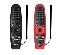 WUZUN Étui de Protection 2PCS pour LG AN-MR600/MR650/MR18BA/MR19BA/MR20GA Magic Remote Control,Manchon de Télécommande en Silicone Antichoc Antidérapant avec Lanière (Schwarz + Rot)