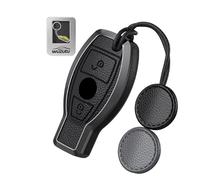 WUZUTU Coque de clé à 2 boutons compatible avec Benz B C E S GLC GLK CLS CLK W176 W204 W212 W245 W246 W463 Cadre en métal Noir
