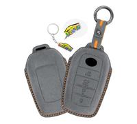 WUZUTU Coque de clé de voiture compatible avec Toyota Hilux Corolla Aygo X Yaris 4 BZ4X - Pour Mazda 2 Hybrid - Subaru Solterra - Accessoire Suzuki Swace - En cuir - Gris foncé