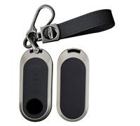 WUZUTU Coque de clé de voiture en métal compatible avec Fiat 500 500C 500L 500X Brava Bravo Sedici Stilo pour Alfa 147 GT MiTo - Avec porte-clés - C-noir