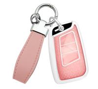 WUZUTU Coque de clé de voiture en TPU compatible avec VW Golf 7 Variant Polo 7 pour Seat Leon 3 Cupra - Pour Skoda Rapid Spaceback - Accessoires porte-clés - Rose A