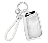 WUZUTU Coque de clé de voiture en TPU compatible avec VW Golf 7 Variant Polo 7 pour Seat Leon 3 Cupra - Pour Skoda Rapid Spaceback - Accessoire porte-clés - Argenté B