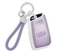 WUZUTU Coque de clé de voiture en TPU compatible avec VW Golf 7 Variant Polo 7 pour Seat Leon 3 Cupra pour Skoda Rapid Spaceback - Accessoires porte-clés - Violet B