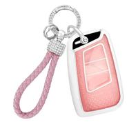 WUZUTU Coque de clé de voiture en TPU compatible avec VW Golf 7 Variant Polo 7 pour Seat Leon 3 Cupra - Pour Skoda Rapid Spaceback - Accessoires porte-clés - Rose B