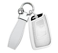 WUZUTU Coque de clé de voiture en TPU compatible avec VW Golf 7 Variant Polo 7 pour Seat Leon 3 Cupra - Pour Skoda Rapid Spaceback - Accessoire porte-clés - Argenté A