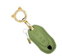 WUZUTU Coque de protection pour clé de voiture compatible avec Porsche Macan Turbo 4 EV Electric modèle 2024 2025 2026 Taycan 2022 Turbo Clé de voiture avec porte-clés Vert-2