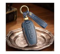 WUZUTU Étui de clé de voiture en cuir - Compatible avec Mitsubishi Outlander 2021 2022 2023 2024 2025 - Protection complète souple cousue à la main - Tpy B - Bleu