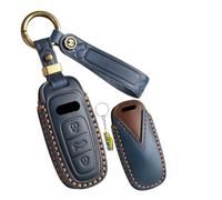 WUZUTU Étui de protection en cuir pour e voiture - Avec porte-clés - Compatible avec Audi E-Tron 55 A6 C8 A7 A8 RS6 S6 RS7 S7 Q7 Q8 2018 2019 - Bleu A