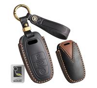 WUZUTU Étui de protection en cuir pour e voiture avec porte-clés compatible avec Audi E-Tron 55 A6 C8 A7 A8 RS6 S6 RS7 S7 Q7 Q8 2018 2019, b-noir
