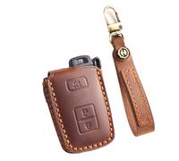 WUZUTU Étui de protection rigide en cuir pour e voiture compatible avec Toyota Avalon RAV4 Camry Auris Hybrid C-HR Corolla Yaris, 3 touches marron, 3 Tasten Braun