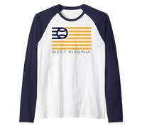 WV Baseball Drapeau américain West Virginia High School Manche Raglan