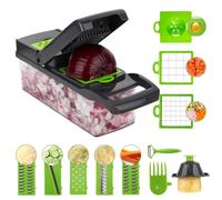 WVacFre Hachoir à légumes, hachoir à oignons Pro, hachoir multifonctionnel 14 en 1, coupe-légumes de cuisine, hachoir à légumes avec 8 lames, hachoir à carottes et à l'ail avec récipient