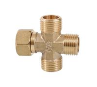 WVAIUPIX Connecteur de raccord de tuyau en laiton 1/8", 1/4", 3/8", 1/2" femelle mâle en croix 4 voies pour maison, jardin, eau, gaz, carburant (1l2 FMMM np)