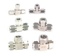 WVAIUPIX Fit Tube OD 3-12 mm 1/8"-1/2" Té égal à 3 voies en acier inoxydable 304 Raccord adaptateur de compression d'air pneumatique (6,35 mm)