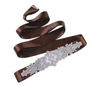 Wvapzxx Ceinture en strass de luxe pour robes de mariée - Applique en cristal - Décoration scintillante pour mariée, Ruban marron., taille unique