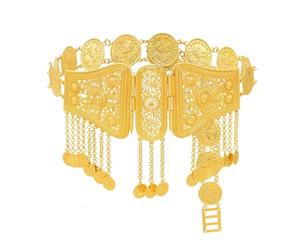Wvapzxx Pièces de Monnaie en Or, Ceinture en Métal, Bijouterie Corporelle, Maroc, Turquie, Kurdes, Arabes, Femmes Ethniques, Chaînes de Taille, taille unique, alliage de zinc