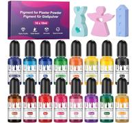 Wvasfd Colorant Plâtre pour Moulage, 16 x 10ml Couleurs Pigments Liquide Transparents, Colorant Platre pour Moulage, Poudre de coulée en relief, Teinture pour Peinture, Artisanat