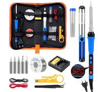Wvoillty 120 W Kit de Fer à Souder Numérique, Ecran LCD, Température Réglable 180-520 °C, Kit Soudage 15 en 1 Comprenant 5 Pannes, Une Pompe à Dessouder et La Soudure Pour L'électronique