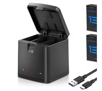 Wvoillty Hero 13 Batterie 2 Pièces et Chargeur, kit pour Hero 13 Black 2100 mAh Hero 13, 3 Slots Box LED USB avec Port de Type C (1 Chargeur + 2 Batteries)