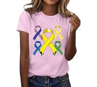 WVONIF Cancer du Sein Octobre Rose Ruban T-Shirt à Manches Courtes pour Femme Col en V Haut Décontracté Manches Amples T-Shirts Tunique Femme Chemises Shirts Tshirt sous Vêtements (Rose,3XL)