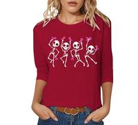 WVONIF Cancer du Sein Octobre Rose Ruban T Shirt Femme Col V Blouses Femme Manches Courtes Tunique Casual Col V Chemises Eté Élégante Tshirt Blanc Chemise A Carreaux Blouse Ete (Pastèque Rouge,M)