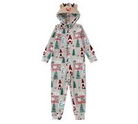 WVONIF Ensemble Pyjama Noël Famille Manche Longue Vêtement Père-Mère Nouvel an Pyjamas Automne Hiver Costume Set Matching Christmas Pajamas Costume Elfe de Noel Femme (Gris Clair,12Y)