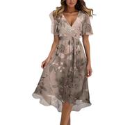WVONIF été Femmes Licou Wrap Maxi Longue Robe Florale découpée smockée ajustée Taille Plage Vacances Robes Maxi Longueur Prom Dress Long Corset Maillot de Bain Couvrir Kimono 2025 （Rose Or,S）