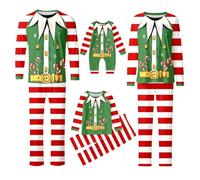 WVONIF Famille Pyjamas de Noël Ensemble Pyjama Noël Famille Hiver Coton Col Rond Ensemble de Pyjamas Manches Longues Confortable Vêtements Nuit Chaud Costume Pere Noel (Vert-3,M)