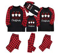 WVONIF Famille Pyjamas de Noël Papa Maman Chrismas Vêtements Doublés de Nuit Costume de Maison avec Wapiti Imprimé Xmas Pyjama, Matching Christmas Pajamas Mere Noel Deguisement (06-Black,L)