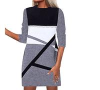 WVONIF Femme Robe été Chic Été Robe de Plage Casual Grande Taille Robe Manches Courte Unie T-Shirt Bohême Midi Dress Robe Mi-Longue Chic élégante Sexy Robes Courte Rétro Jupe Robe Soiree Grossesse