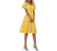 WVONIF Femme Robe Imprimé Fleurie Ete Boheme Jupe Style Ethnique 2 en 1 sans Manche Plage Strap Wrap Taille Unique Ladies Summer Dresses Couvrir Beach Maillots de Bain Cover Up Tendance(Jaune,XXL)