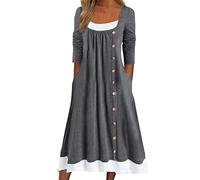 WVONIF Femmes Coton Lin Chemise Robes boutonnées Robe Caraco à Fleurs - Robe de Plage évasée sans Manches à imprimé Floral pour Femme - Vacances, été, Plage Robe Boheme