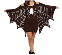 WVONIF Halloween Robe Femme Imprimé Sanglant Robe Chic et Elegant sans Manches Unie A-Line à Plis de Taille Robes de Soirée Cocktail Fête Affaires Prom Dress Corset Déguisement Halloween (Café, XL)
