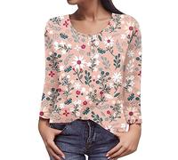 WVONIF Haut décontracté à Manches Longues et imprimé Fleuri pour Femme Temperament Haut Grande Taille (Pink-A, L)