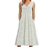 WVONIF Mini Robe Femme Col V Chic et Elegant Manches sans/Courtes/Longues Robes A-Line Casual pour Fête Noël Mariage Corset Dress Couvrir Beach Maillots de Bain Cover Up 2025 (Gris,6XL)