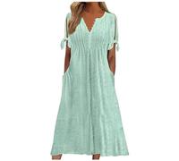 WVONIF Mini Robe Femme Col V Chic et Elegant Manches sans/Courtes/Longues Robes A-Line Casual Robe pour Fête Noël Mariage Prom Dress Corset Maillot De Bain Couvrir Tunique 2025 （Vert,3XL）