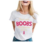 WVONIF Octobre Rose Femmes Basique Slim Fit T-Shirt Haut À Manches Courtes Y2K Tops Influence Crop Top Club Party Streetwear Robe D'été Vetements Mode (Blanc,S)