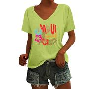 WVONIF Pull Tunique Femme col v t-Shirts ã Manches Courtes Fille Haut Blanc Robe Chemise Longue Femme faretumiya Top Blouse estheticienne Professionnelle Bleu Corset Bleu Blanc (Green, S)