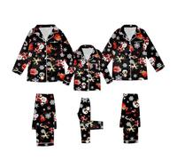 WVONIF Pyjama de Noël de la Famille Ensembles Assortis d’imprimés Rennes et Flocons Neige Ensemble Pyjamas pour Couples Matching Christmas Pajamas Costume Noël Homme (Noir,M)