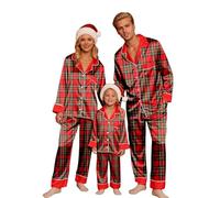 WVONIF Pyjama Noel Famille Ensembles de Pyjamas Noël Combinaison Pyjama Maison Chaud Ensemble Pyjamas Famille Manche Longue Vêtements de Vacances pour Hommes Femmes Sleepwear Pjs Set Père (Rouge,XL)